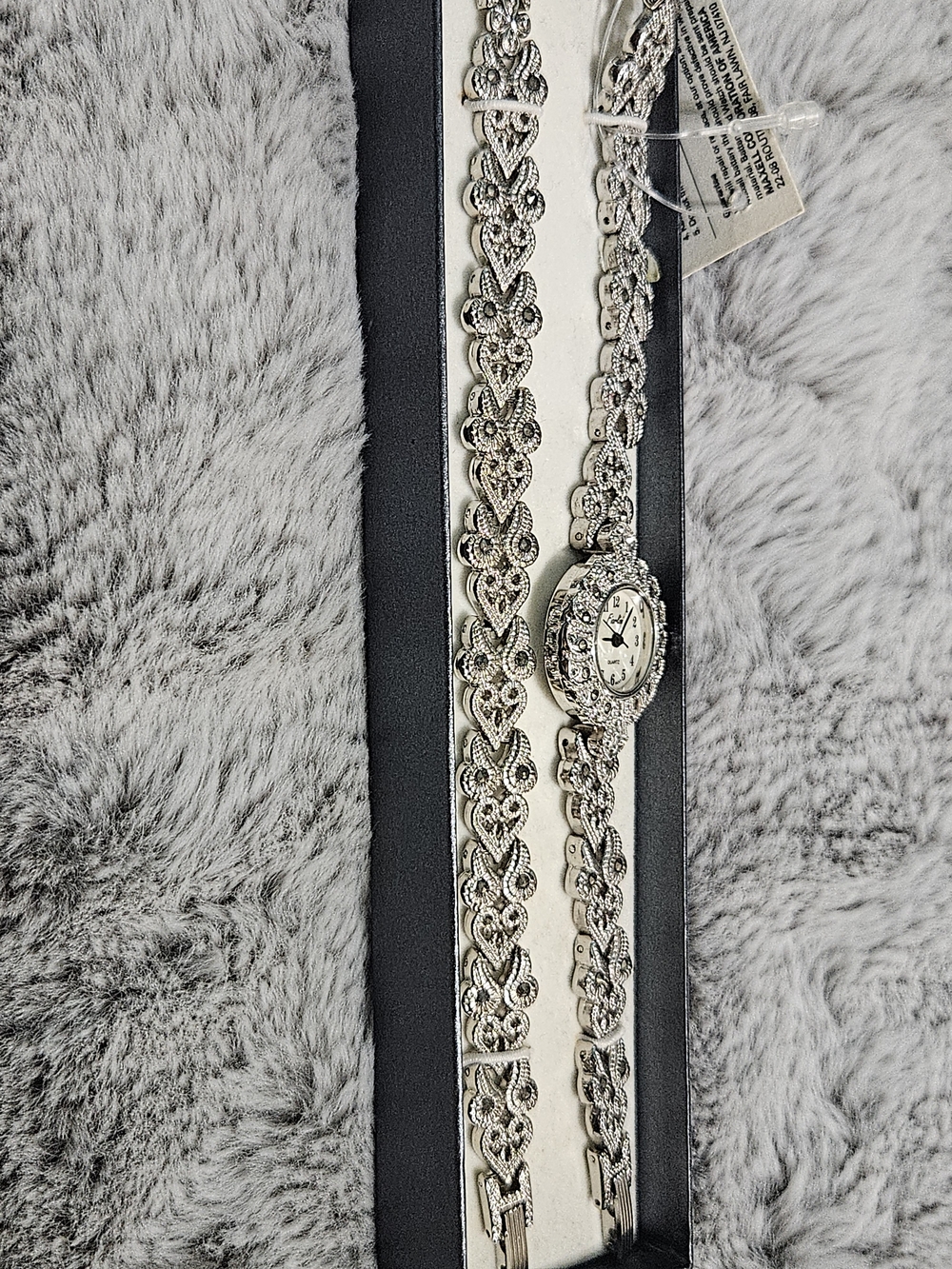 Silver-Tone Crystal Ladies Bracelet Watch